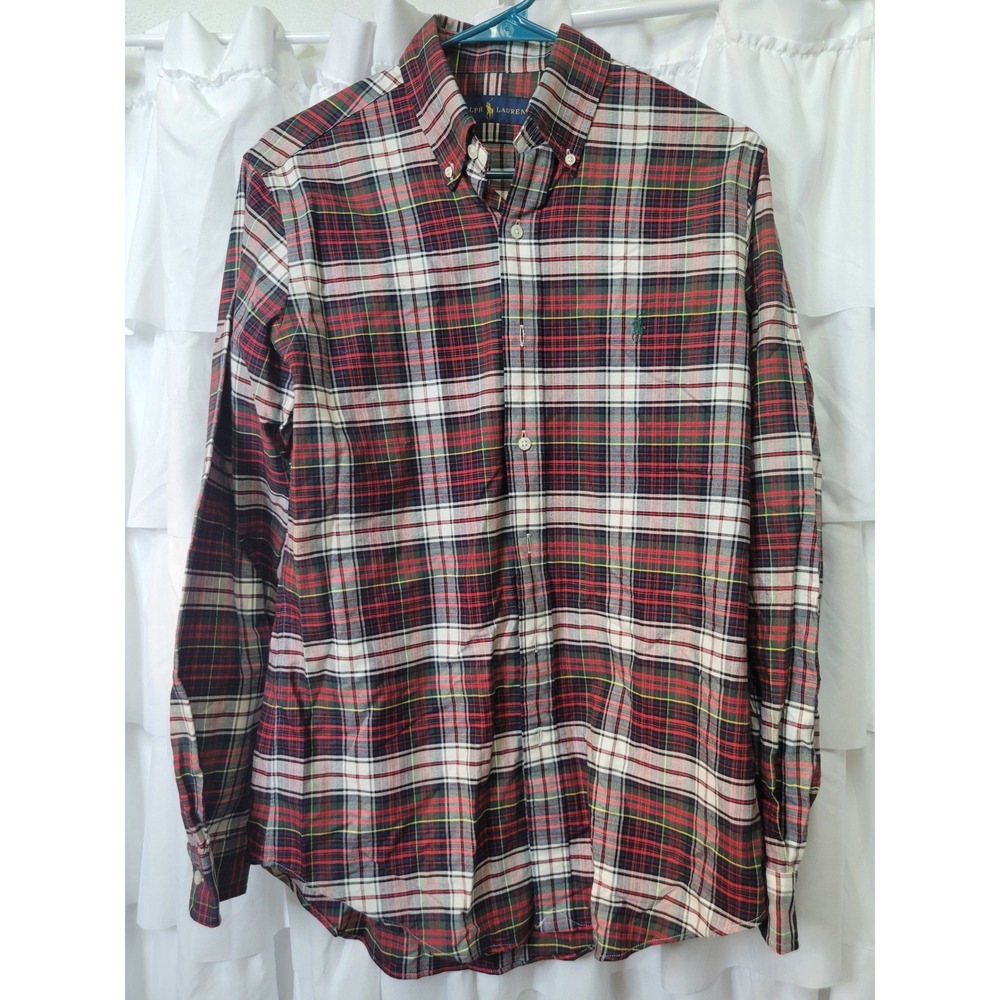 Polo Ralph Lauren Mens Small Plaid Button Down Shirt Long Sleeve Pony Logo 1801